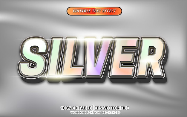 Silver 3d text effect editable template design headline title element