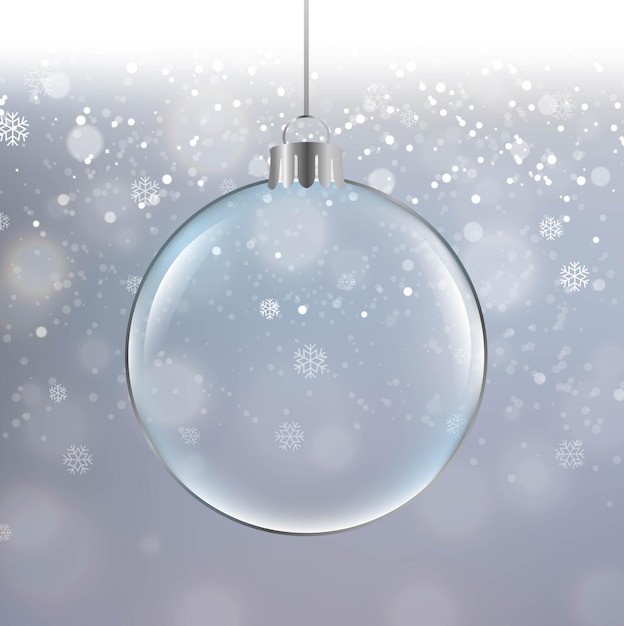 Silver Background And Snowflake With Glass Ball