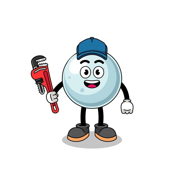 Silver ball illustration cartoon as a plumber