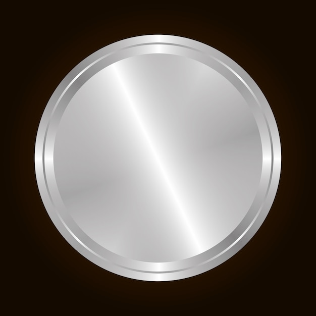 silver blank metallic label or seal icon image