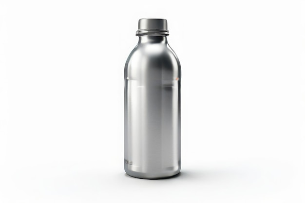 Vector a silver bottle with a silver cap is on a white background