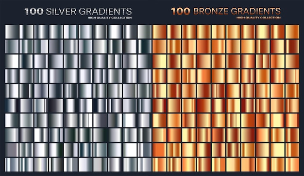 Vector silver bronze gradient pattern template set of colors for design collection of high quality