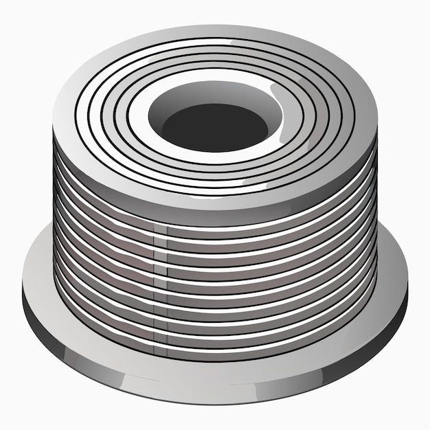 Vector silver cable coil spools vector design industrial wire and cable illustration