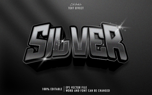 Silver chrome editable text effect