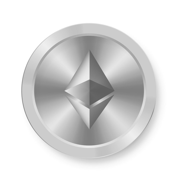 Silver coin of ethereum Concept of web internet cryptocurrency Ethereum medal