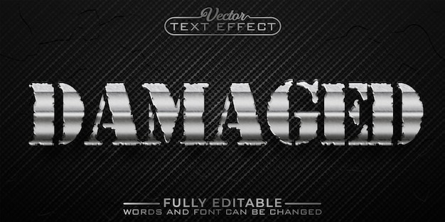 Silver Damaged Vector Editable Text Effect Template