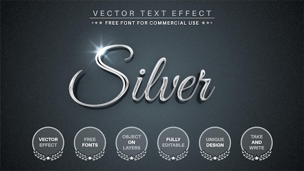 Silver edit text effect editable font style