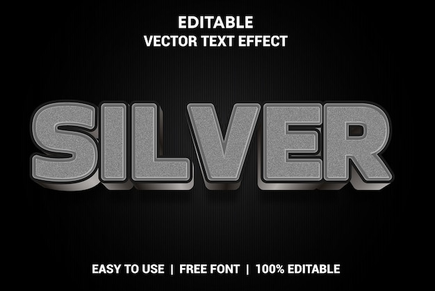 Silver editable 3d text effect with background