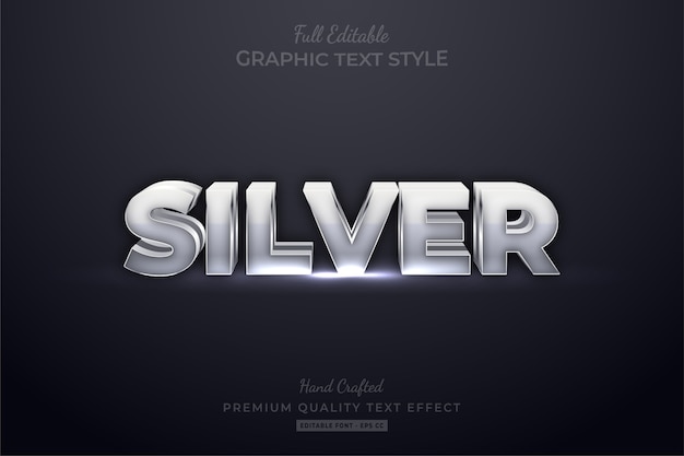 Vector silver editable eps text style effect premium