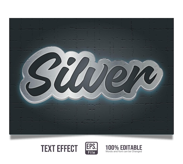 Silver editable text effect style