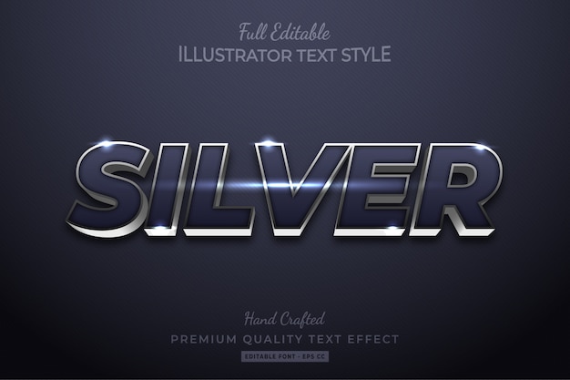 Silver Elegant Editable 3D Text Style Effect Premium