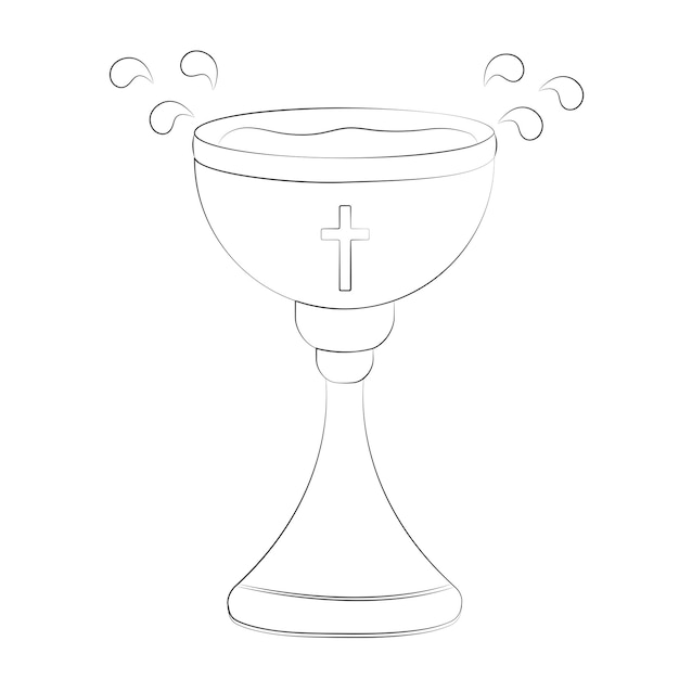 Silver Font for Baptism Vector Illustration in Doodle Style