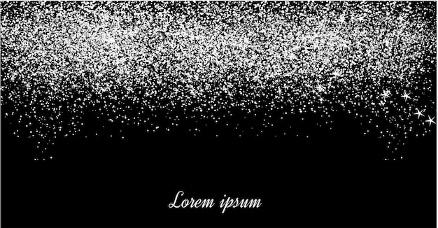 Silver glitter background Silver sparkles on black background