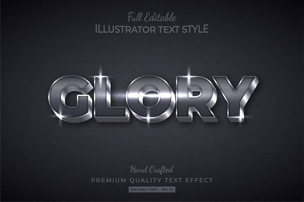 Silver Glory Editable 3D Text Style Effect Premium