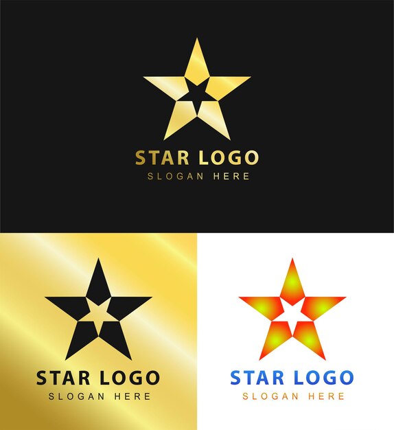 Silver and gold vector graphic for company leader symbol with star shape star logo