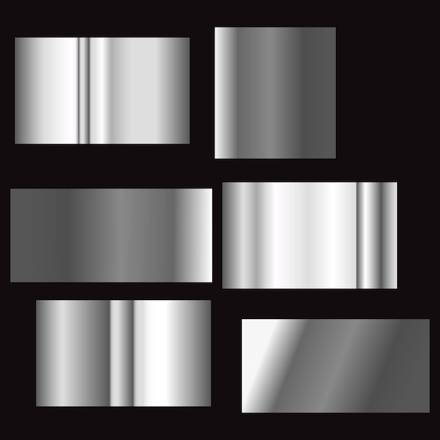 Silver gradient vector set Steel Metal background templates Foil texture EPS10