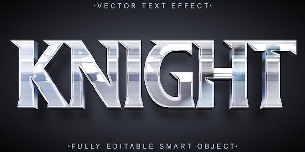 Vector silver knight vector fully editable smart object text effect