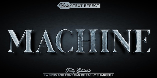 Vector silver machine vector editable text effect template