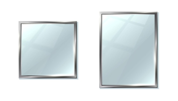 Silver metal frame mirror in square and rectangular