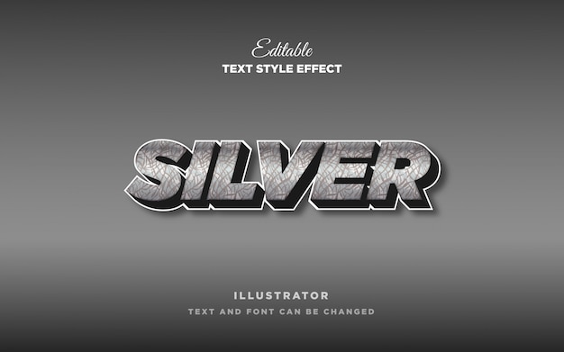 silver metal text style effect 