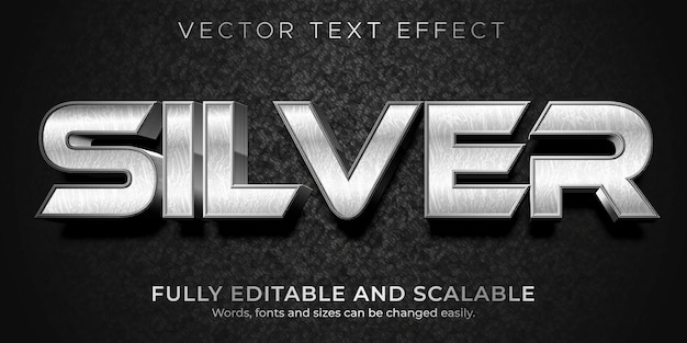 Silver metallic text effect style template