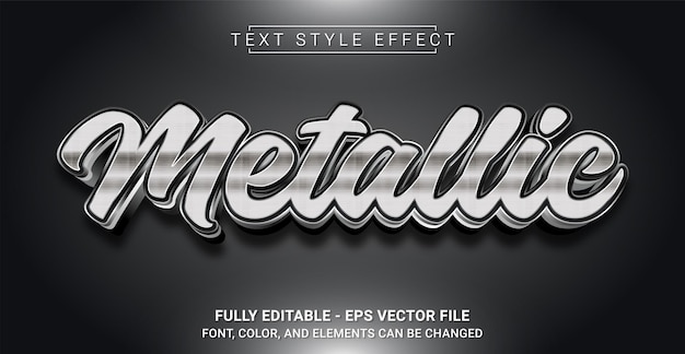 Silver Metallic Text Style Effect Editable Graphic Text Template