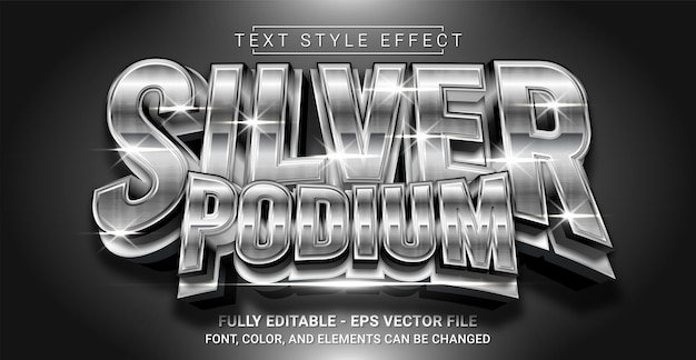 Silver Podium Text Style Effect Editable Graphic Text Template