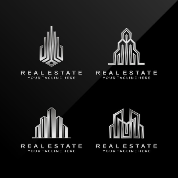 Silver Real estate logo design template