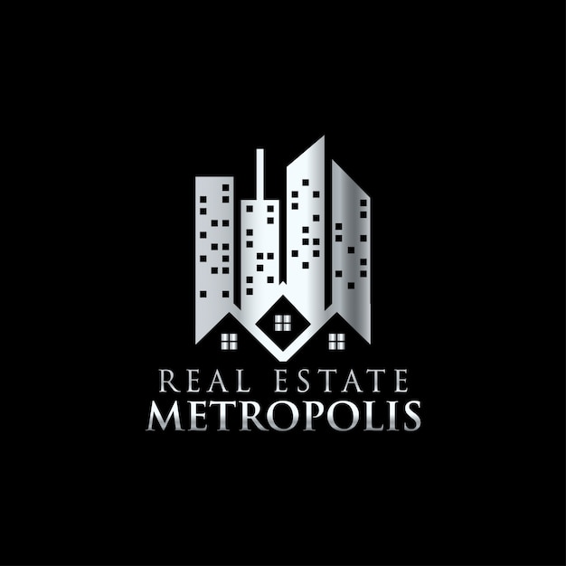 Silver real estate metropolis logo template