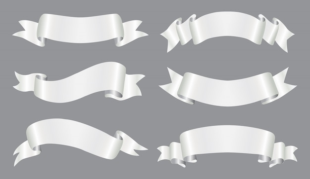 Silver ribbon banner set