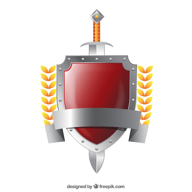 Vector silver shield with sword