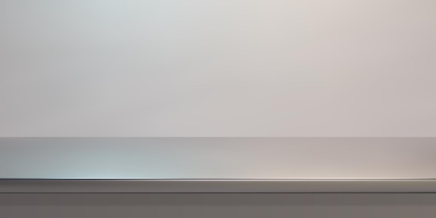 Silver steel countertop or empty shelf vector realistic mockup