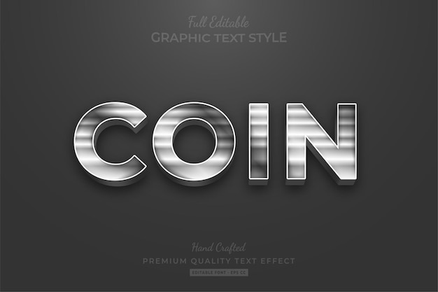 Vector silver strip elegant editable text effect font style