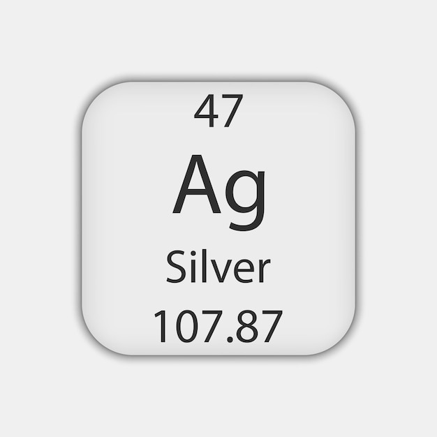 Silver symbol Chemical element of the periodic table Vector illustration