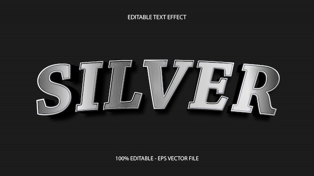 silver text effect editable 3d style