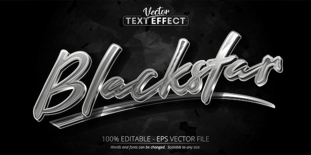 Silver text effect editable shiny metallic color text style on dark textured background