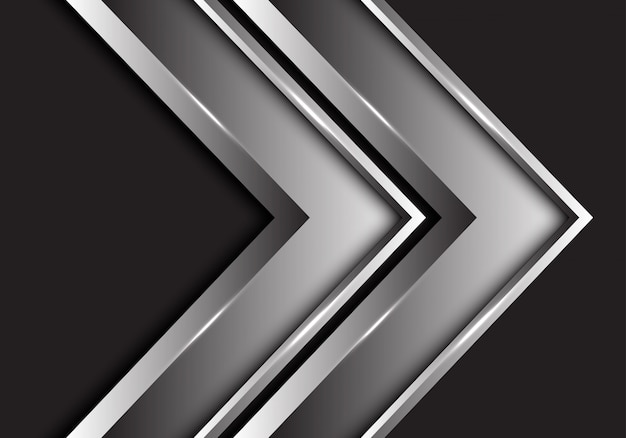 Silver twin arrow metallic direction on black background.