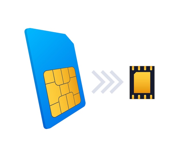 SIM Card and eSIM Embedded SIM card icon symbol concept SIM card evolution concept