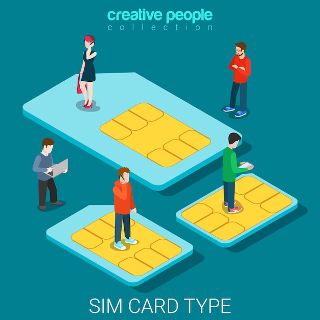 SIM card type size flat isometric