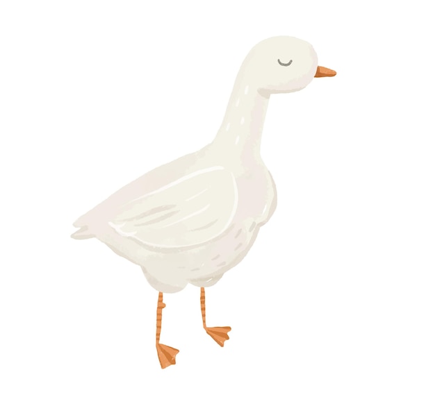 Simlple illustration of goose handpainted childish vector