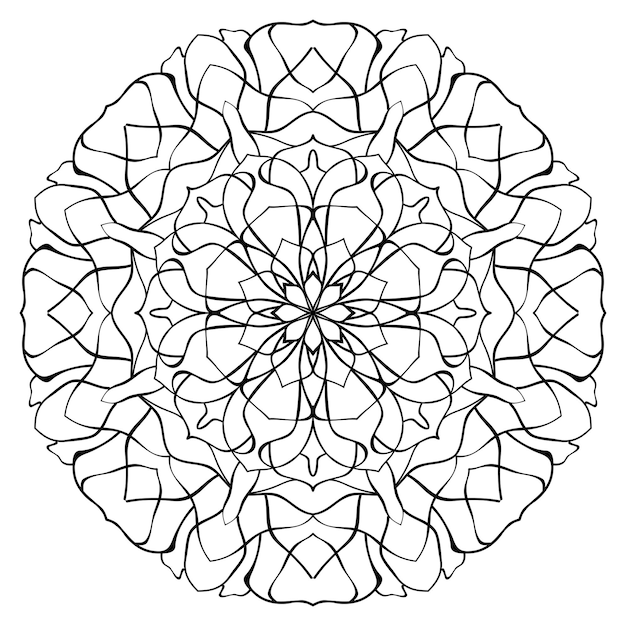 Simple abstract mandala Design element Black and white illustration