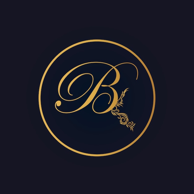 Simple alphabet luxury logo with floral ornament