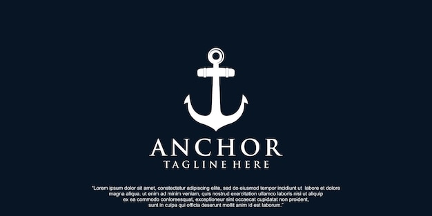 Simple anchor logo design for boat ship navy nautical transport Premium Vector