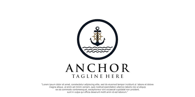 Simple anchor logo design for boat ship navy nautical transport Premium Vector