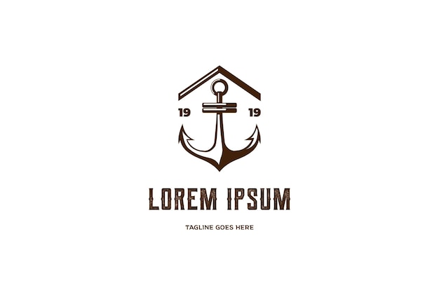 Simple Anchor with House for Port Harbor Logo Design Vector