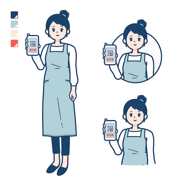 Simple apron womanSmartphonecashless