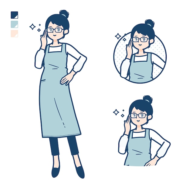 Simple apron womanWearingglasses