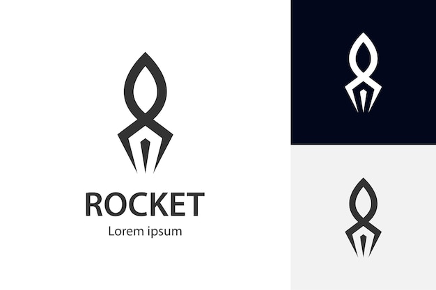 Simple arrow rocket launch logo design spaceship logo element vector line rocket for start up icon