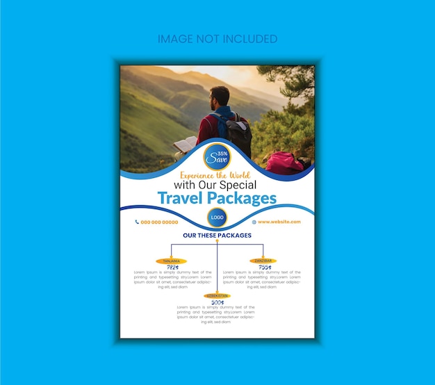 Simple Attractive Gradient free vector tourist travel flyer poster banner broacher with a picture