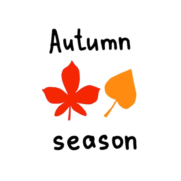 Simple autumn phrase hand drawn vector illustration with leaves silhouette